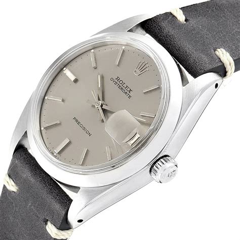 rolex oysterdate precision grey dial steel vintage mens watch|used rolex oysterdate for sale.